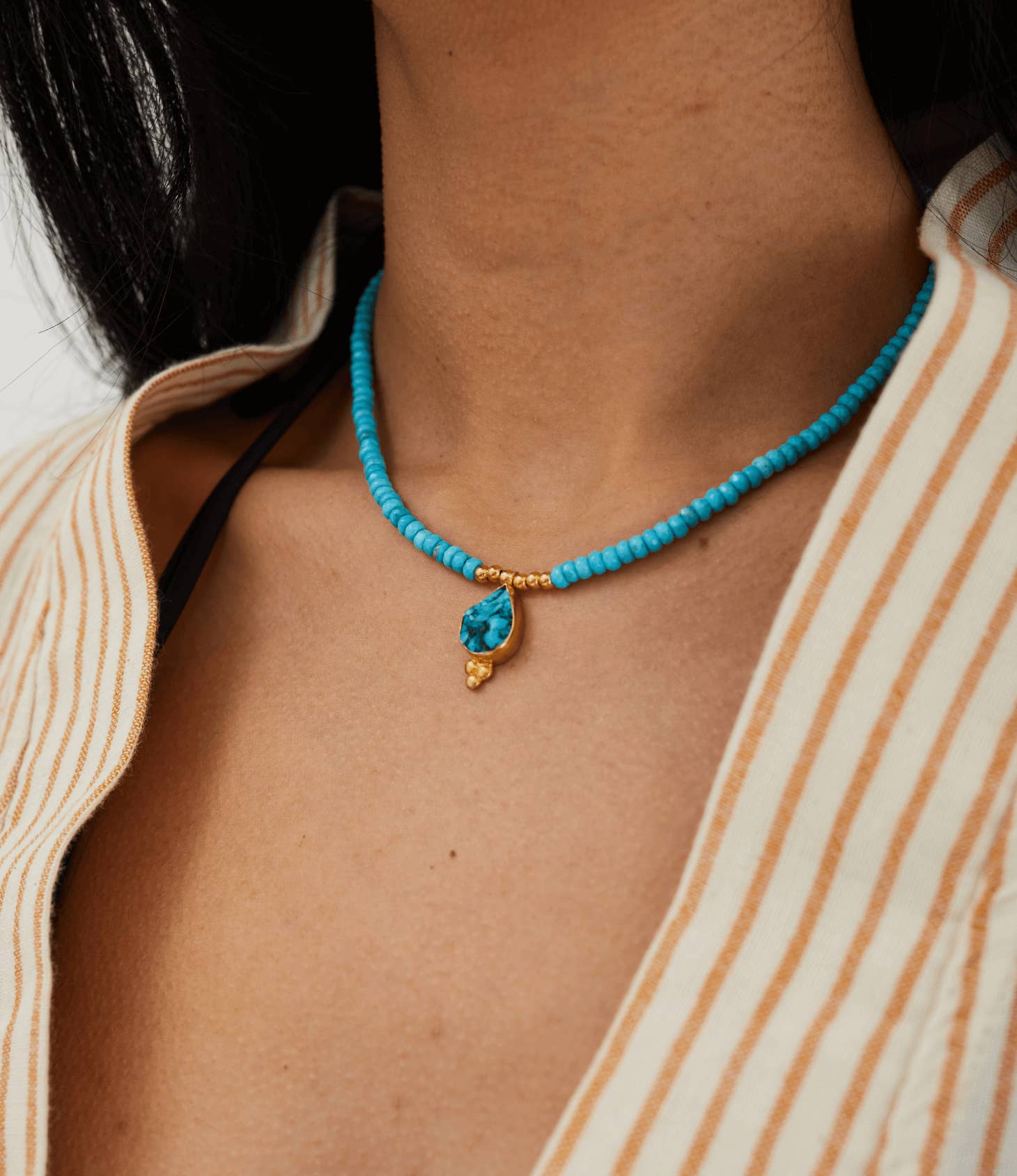 Patara Life - Wholesale Beaded/pearl necklace - Turquoise Stone and Beaded Necklace