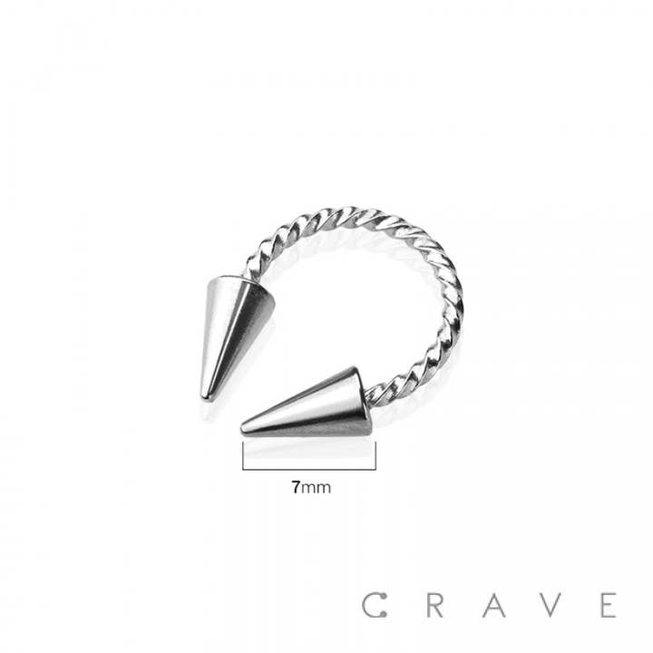 CRAVE BODY JEWELRY - Wholesale Nose ring - TWISTED BASIC SPIKE STUD 316L SURGICAL STEEL HORSESHOE1