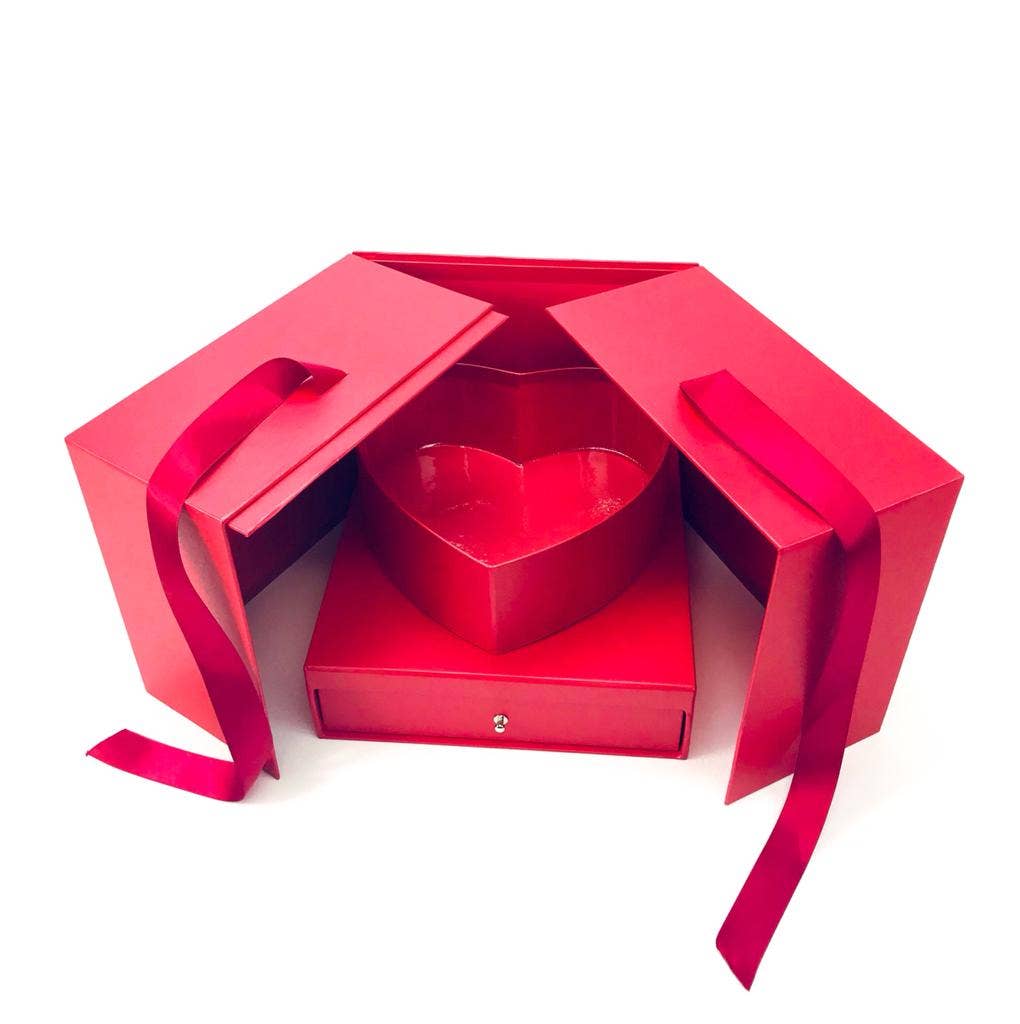 UNIKPACKAGING – Großhandel Geschenkboxen – Große quadratische Überraschungs-Blumenschachtel – mit Plastikeinsatz13