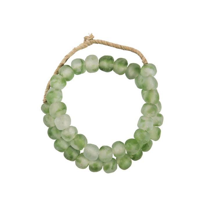 Legend Accents - Wholesale Beads - Vintage Sea Glass Beads 0.75 Dia - Frosty Green