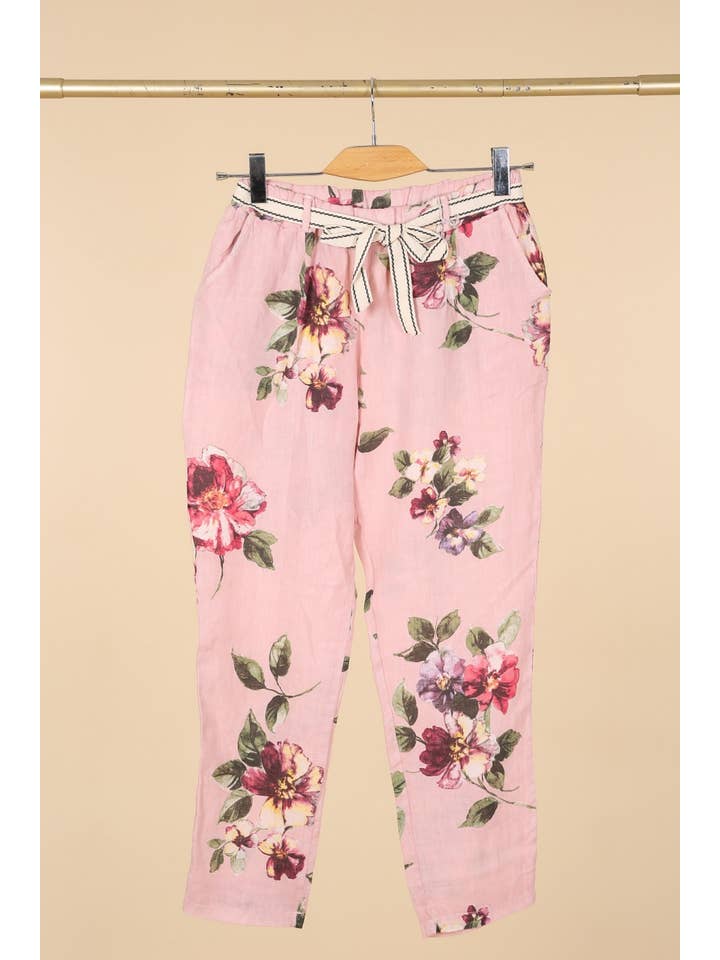 la maison des fibres naturelles - Wholesale Pants - Women's - floral print linen trousers 1450 100% linen