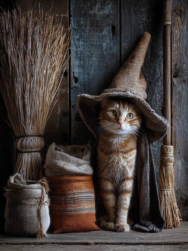 Witchy Kitty Still-Life - Cat Art 8"x10" Artwork for 11"x14" Frame for wholesale by Mowbi