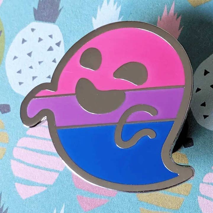 Bi-nshee - bisexual pride, LGBTQIA+ ghost enamel pin for wholesale by Cunning Linguist Co.