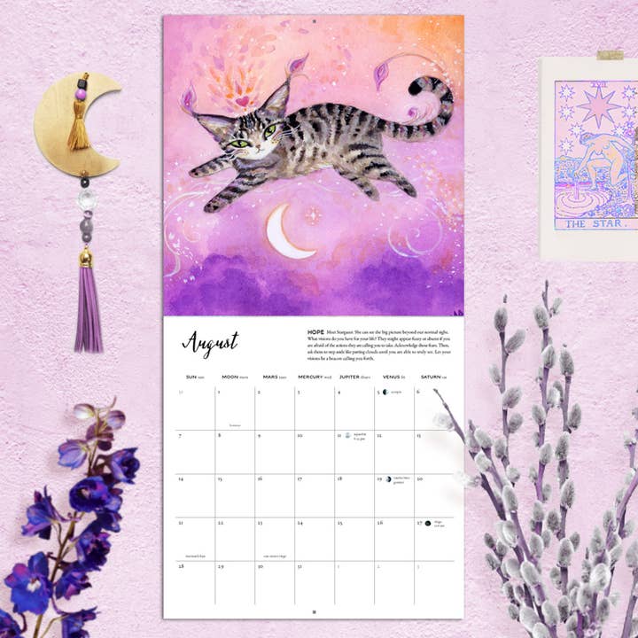 Nicole Piar - Vendita all'ingrosso Calendario - Spirit Cats 2025, calendario da parete con fasi lunari, lunari, astrologia