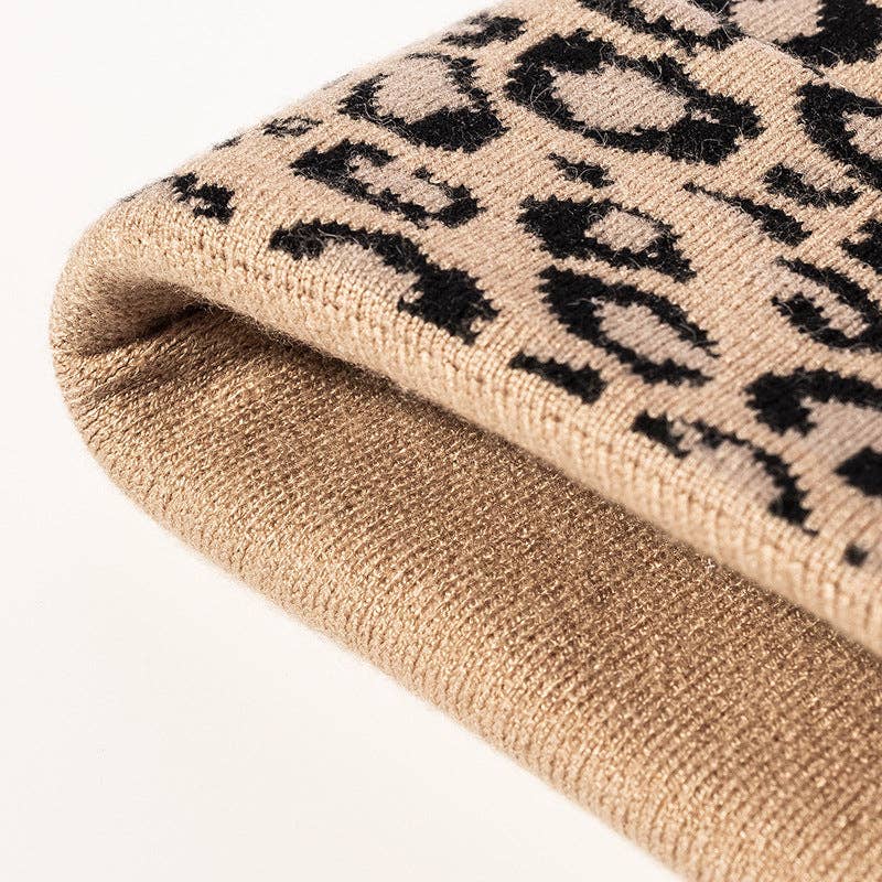 Dipped Shop – Engroshandel Beanie - Dame – Leopardprint Udendørs strikket hue DPKB02016