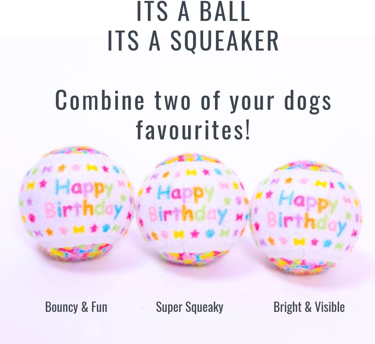 PetLondon – wholesale Pet fetch ball – Dog – Happy Birthday Dog Tennis Ball Trio1