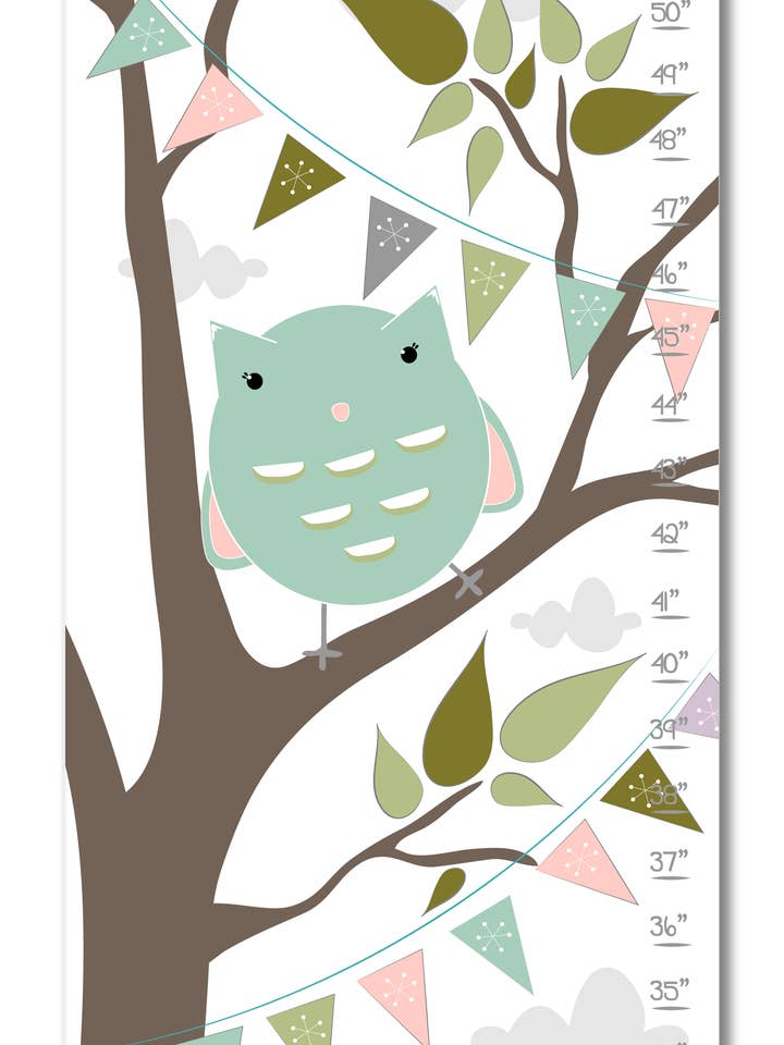 Grafico di crescita personalizzato Fox and Owl Woodland per la vendita all'ingrosso da parte di Finny and Zook