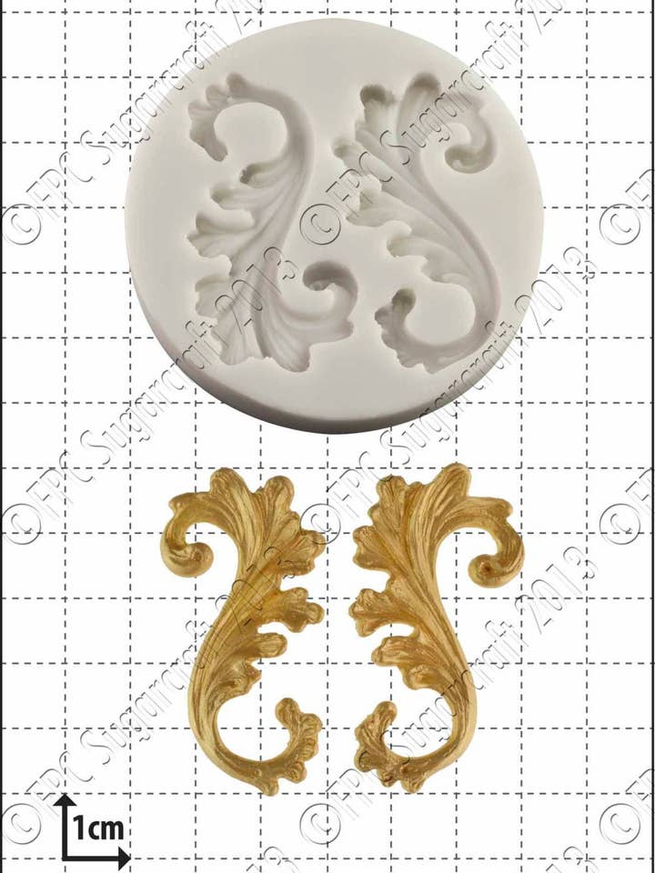 Decorative Silicone Mould (Mold) - 'Curlicues' by FPC Sugar for wholesale by FPC Sugarcraft