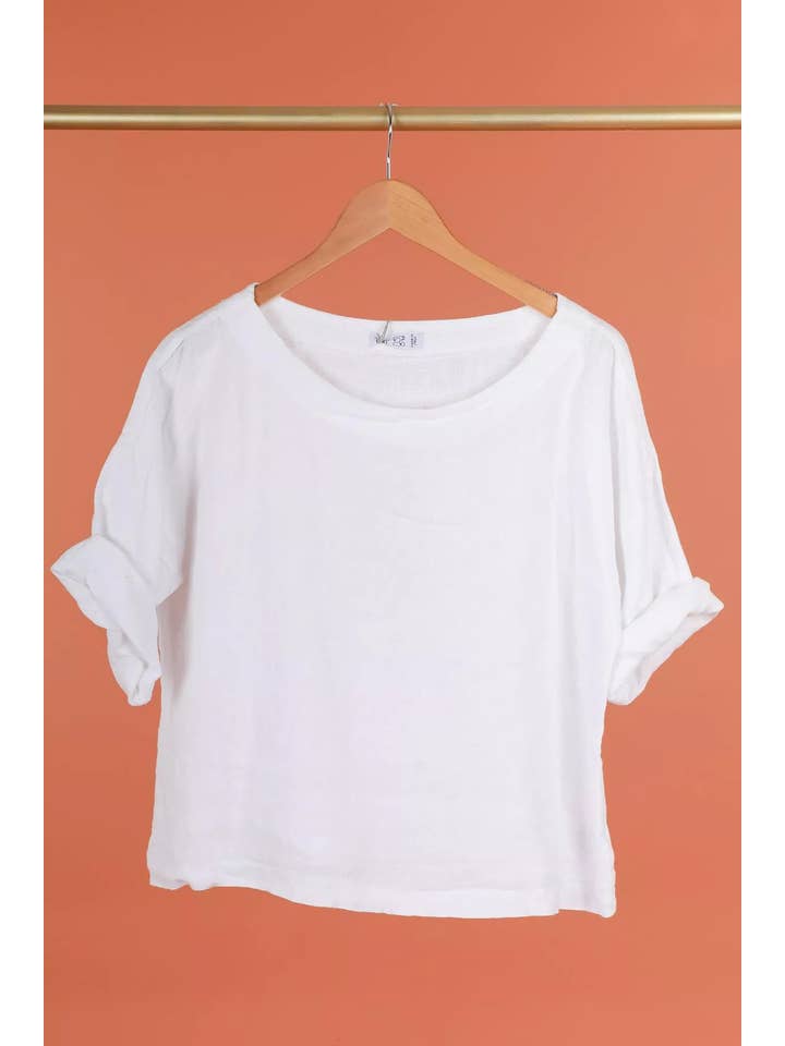 la maison des fibres naturelles – Großhandel Bluse – Damen – Leinen-Top mit Rundhalsausschnitt 659005 100% Leinen