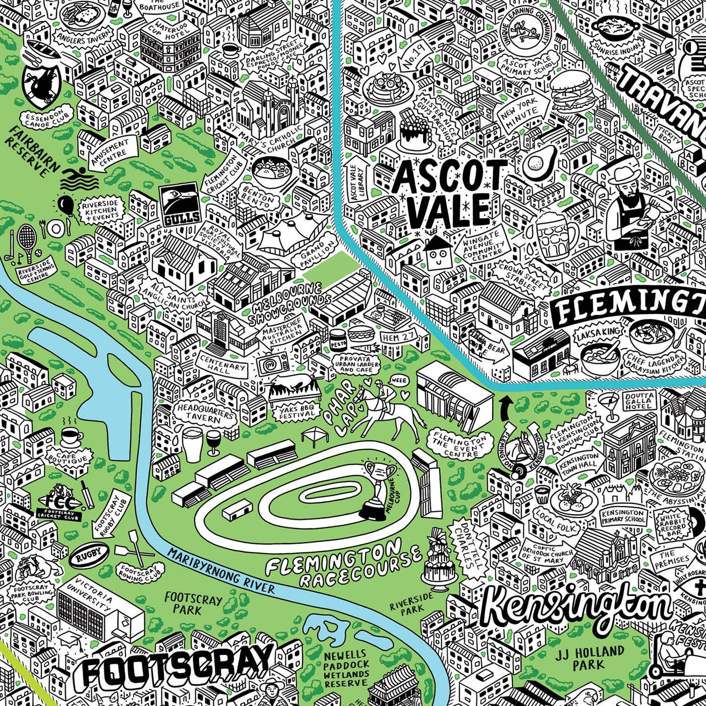 Evermade - Wholesale Art Print - Hand Drawn Map of Melbourne Art Print9