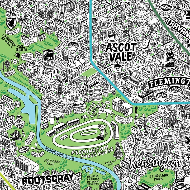 Evermade - Wholesale Art Print - Hand Drawn Map of Melbourne Art Print9