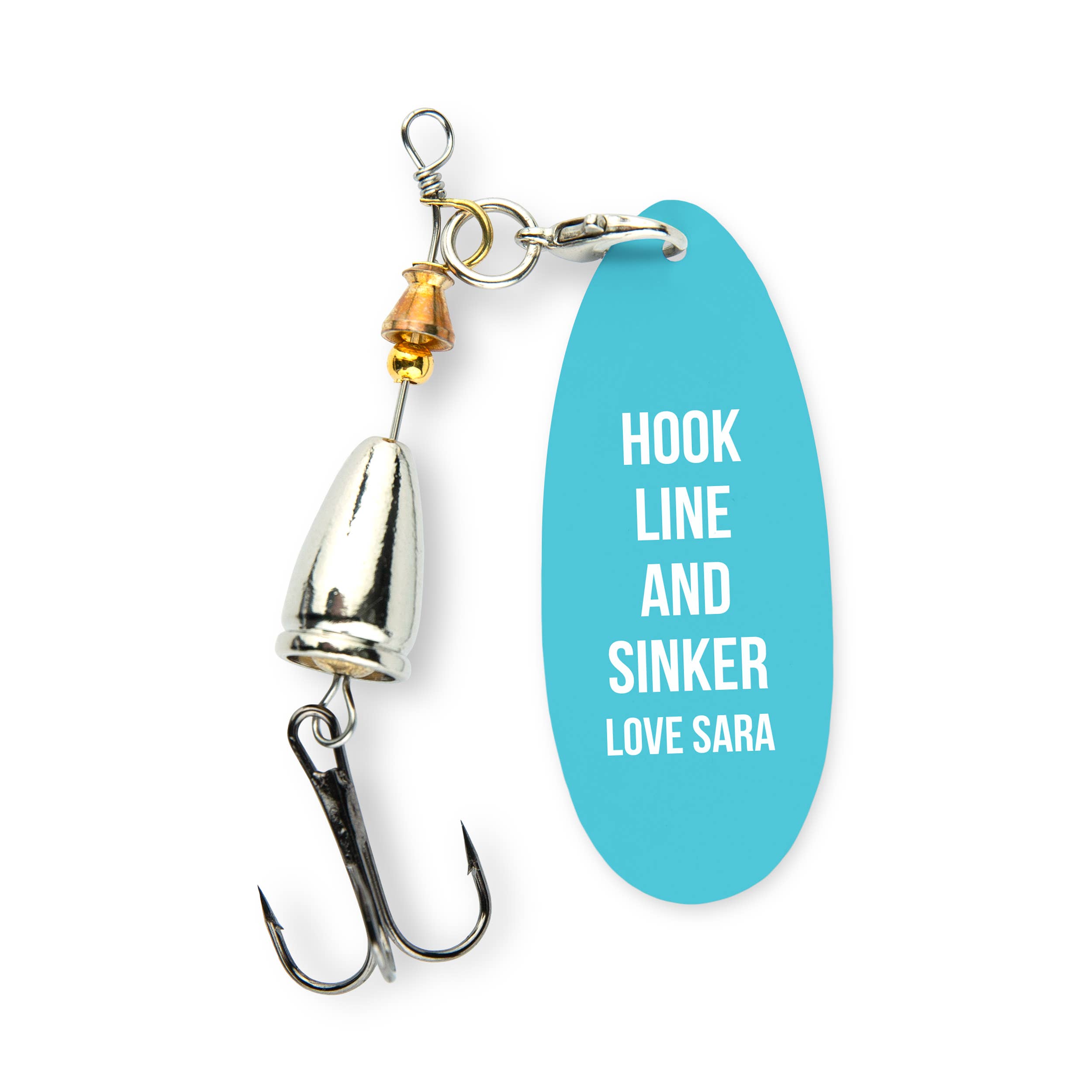 Weddingstar Inc. - Wholesale Keepsake Coin/Token - Personalized Fishing Lure with Gift Box - Custom Modern Text14