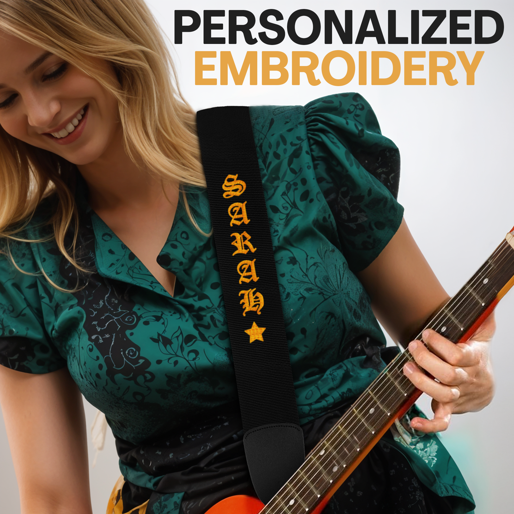 Gradzo - Wholesale Guitar strap – Unisex - Personalized 3" Black Guitar Strap3