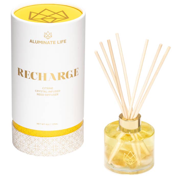 Recharge citrine crystal essential oil natural reed diffuser for wholesale by Aluminate Life