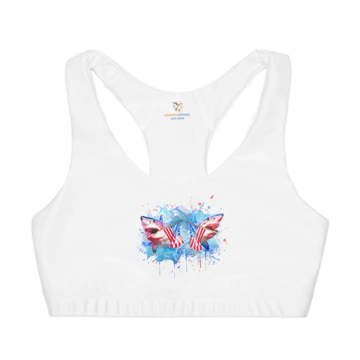 Reggiseno sportivo senza cuciture a doppia fodera per ragazze (AOP) per la vendita all'ingrosso da parte di 2 Sharks Apparel And More