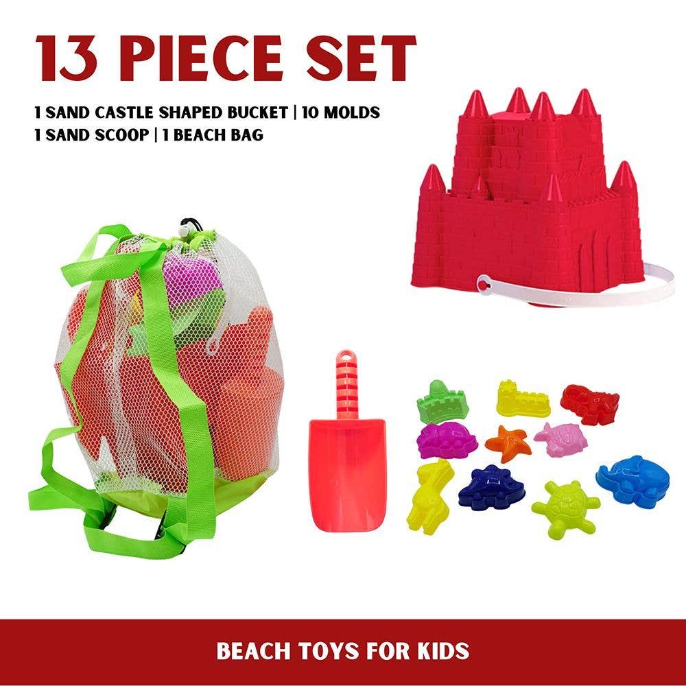 4E's Novelty - Wholesale Beach/Pool Toy - Kids & Baby - 13 Beach Sand Toys - Bucket, Shovel, Molds & Mesh Bag2