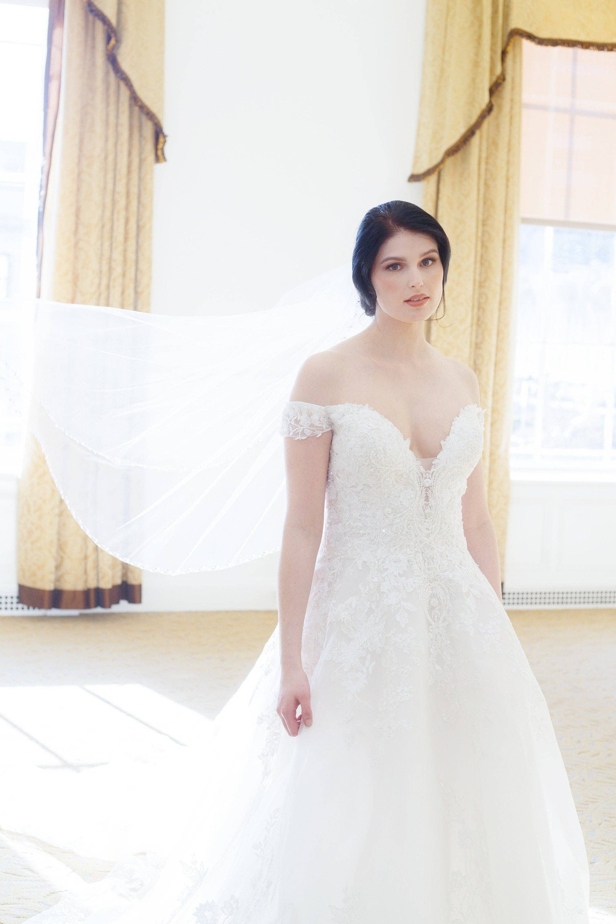 allureweddingjewelry – Véu - Mulher por atacado – Véu de Noiva com Borda de Pérolas e Miçangas5