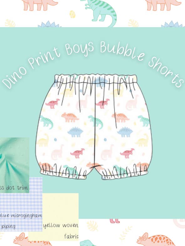 Dino Print Bubble Shorts for wholesale by The Seaside Proper Children’s Company
