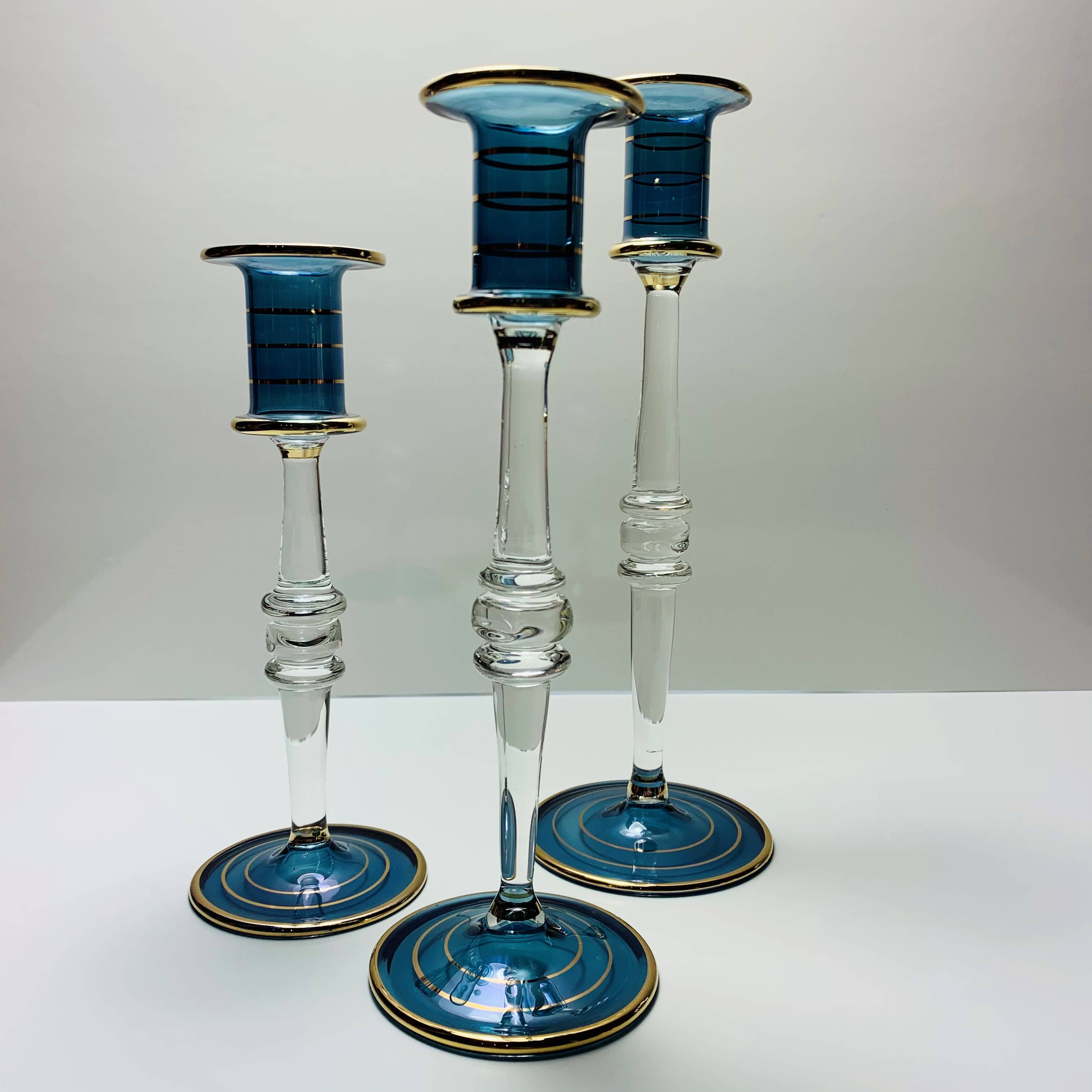 Dandarah - Wholesale Candle Holder - Long Stem Blown Glass Candle Holder - Blue1