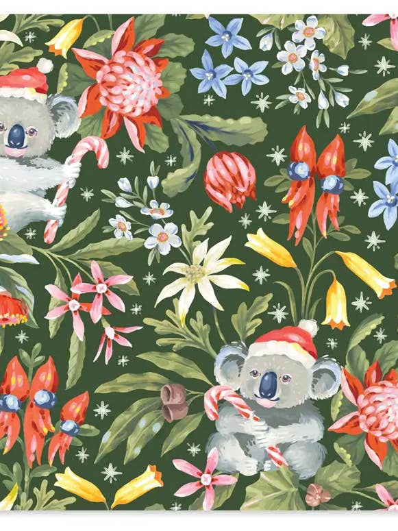 Folded Christmas Wrapping Paper - Christmas Koalas (Pk of 6) for wholesale by Earth Greetings
