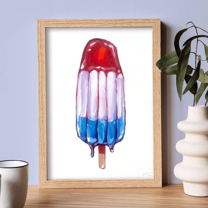 Rocket Pop Patriotic Art Print for wholesale by Laurel Greenfield Art