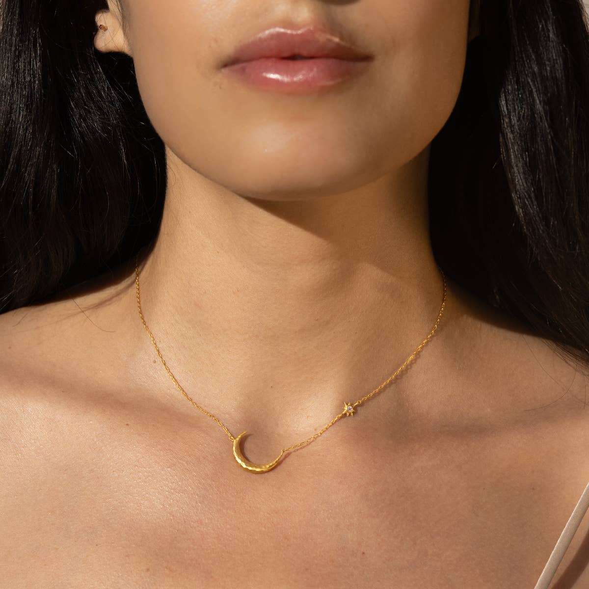 Satya Jewelry - Wholesale Halskettinghanger - Etherische Gids Maansteen Maan en Ster Ketting 16"1