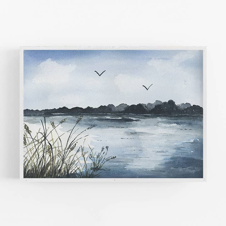 Morning on the Lake | Watercolor Landscape Art Print for wholesale by Letter Lane Design Studio