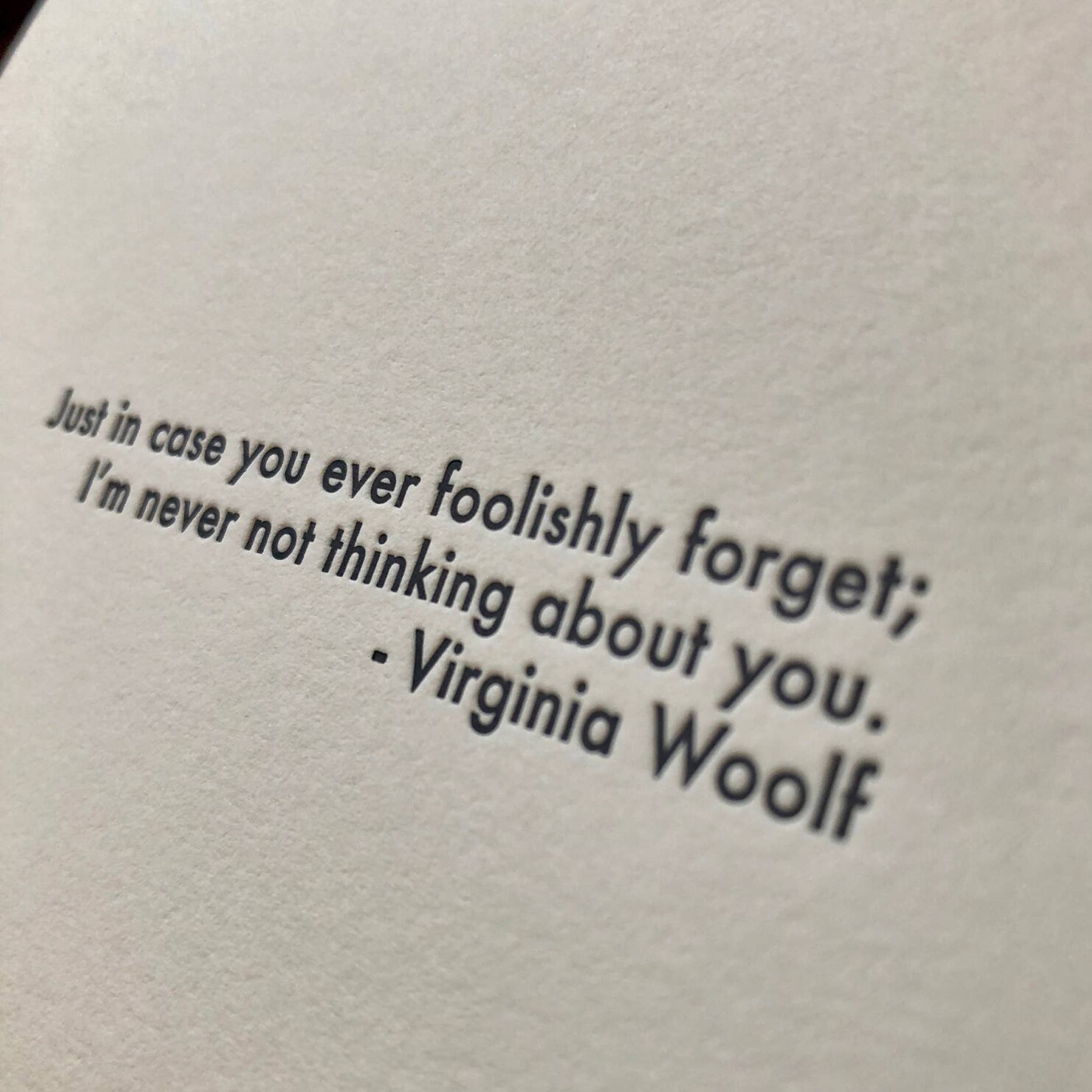 Willowcrest Press – Großhandel Grußkarten für den Alltag – Virginia Woolf-Zitat - töricht (Letterpress-Grußkarte)1