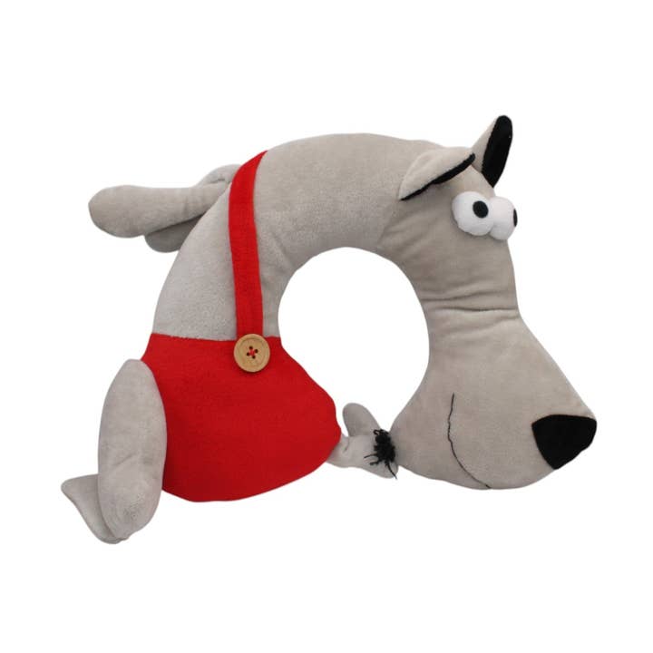 Animal U-Shaped Travel Plush Pillow- Dog for wholesale by Crossroads Distributing