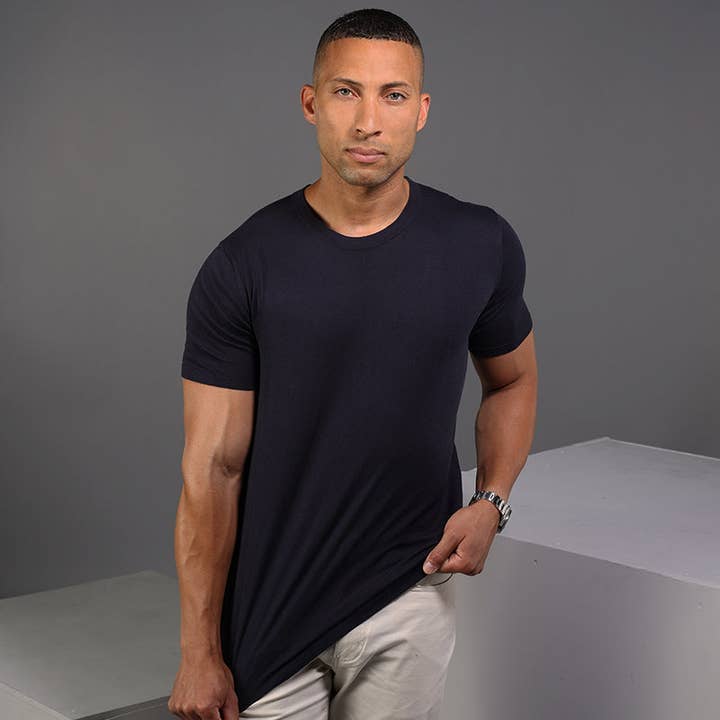 Collars & Co. - Wholesale T-Shirt - Men's - Lucca Luxury Touch Cotton and Silk T-Shirt Navy2