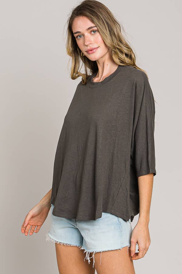 Cerule - Wholesale Knit Top - Women's - Elbow sleeve oversize cocoon knit top4