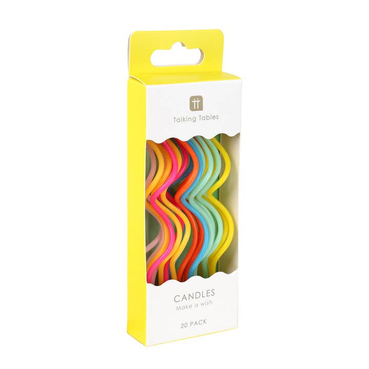 Rainbow Twisted Birthday Candles - 20 Pack | Cake Candles | for wholesale by Talking Tables USA