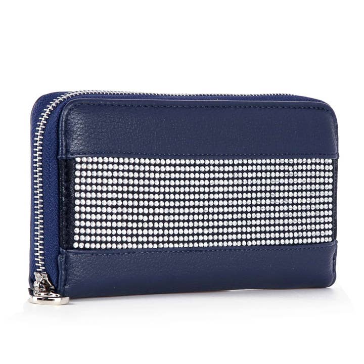 Handbag Express - Wholesale Wallet - Women's - Sparkling Stone Accordion Wallet - Zip-Around Closure
