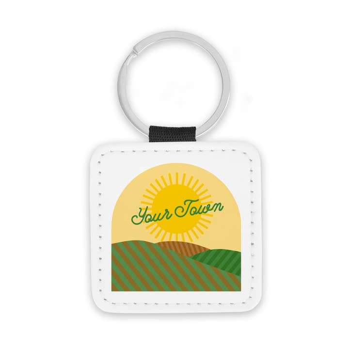 Personalized City Key Chain Farmland View for wholesale by Rock Scissor Paper