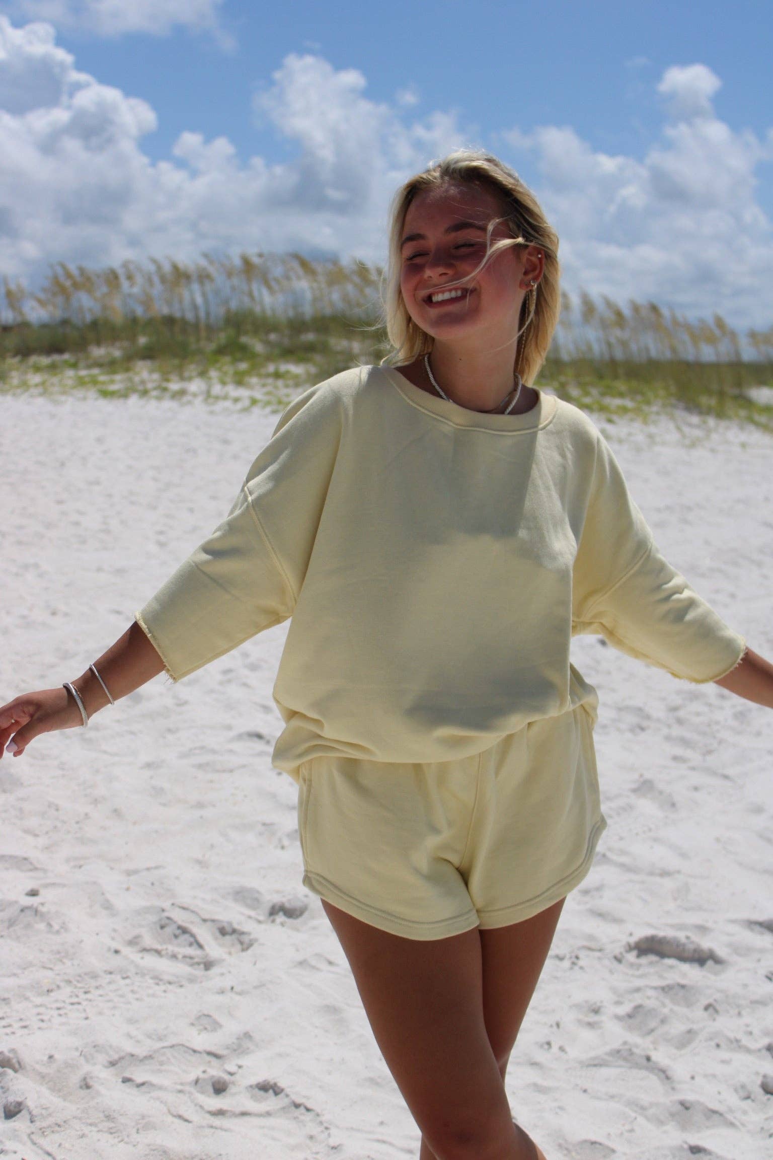 Skipp The Brand - Wholesale Sweatshirt - Women's - Lemon Crop Sleeve Crew2