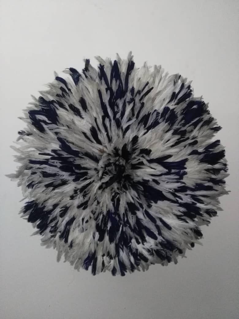 HOME DECOR FR - Wholesale Decorative Tabletop Object - White, navy blue and gray speckled juju hat4
