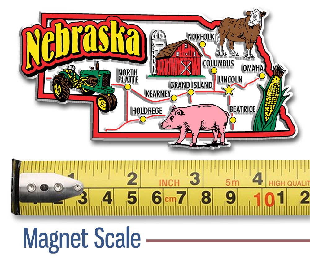7 Star - Wholesale Magnet - Nebraska Jumbo State Magnet, Made in USA1