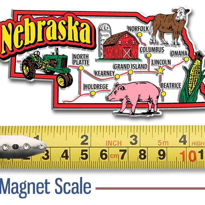 7 Star - Wholesale Magnet - Nebraska Jumbo State Magnet, Made in USA1
