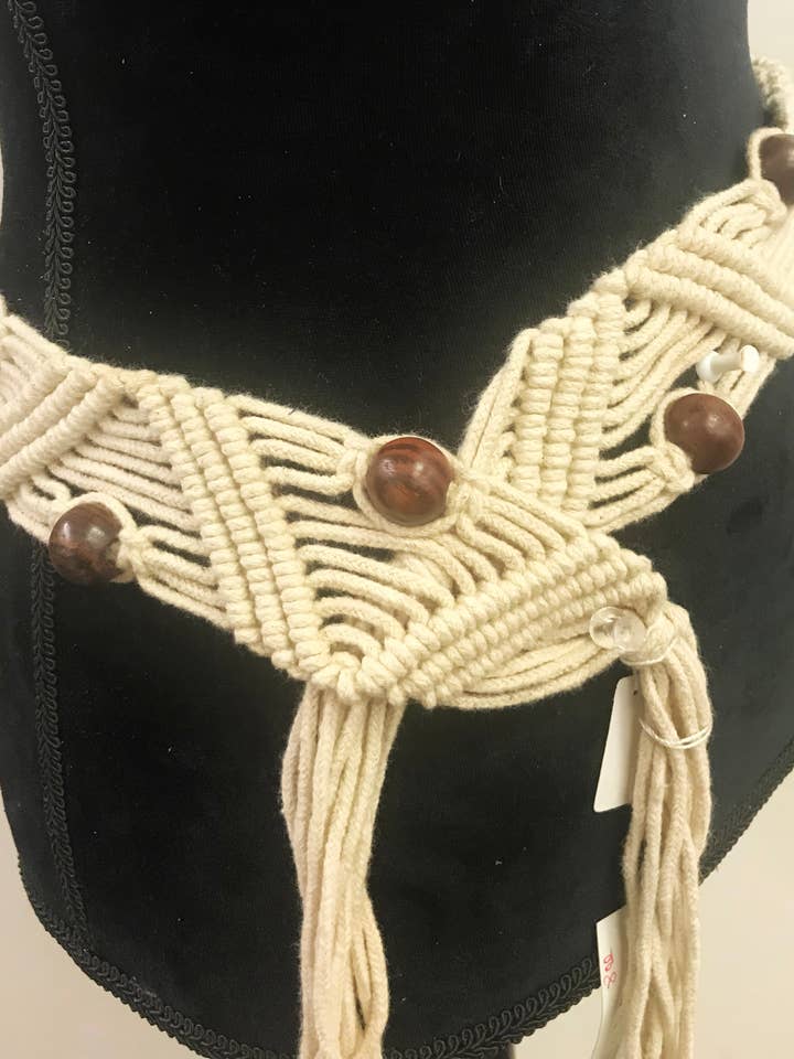 BELT MACRAME WITH WOOD BALL for wholesale by Ricki designs