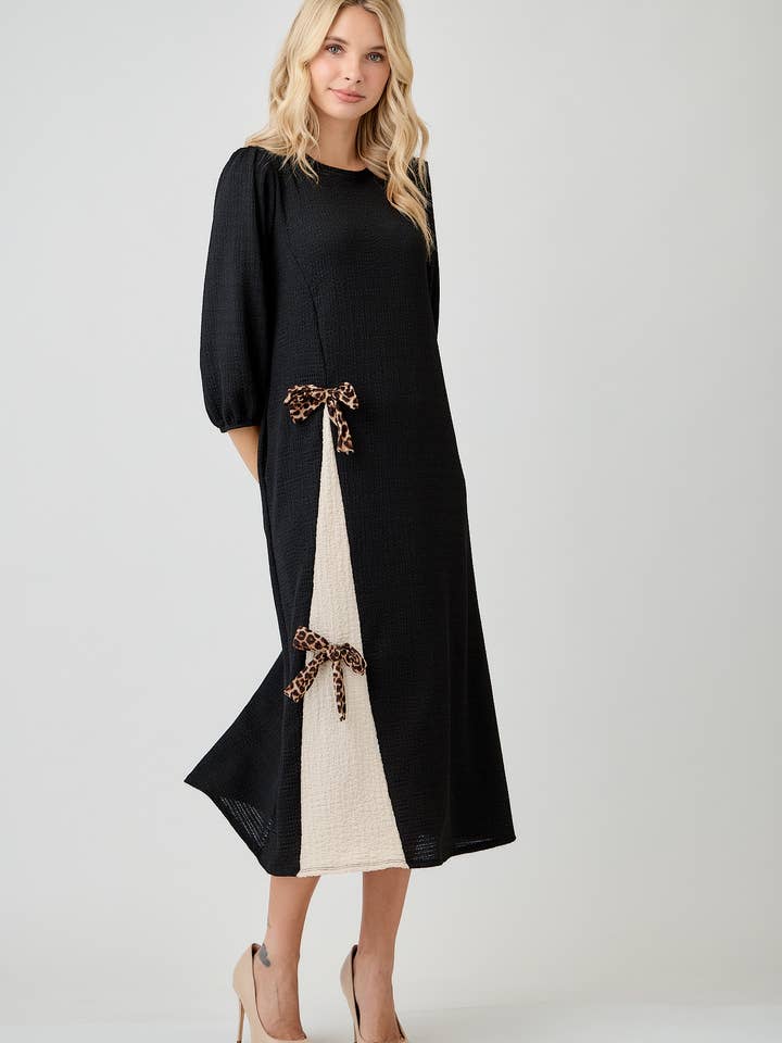 Celeste Clothing - Wholesale Dress - Women's - WOMEN'S MODEST SIDE BOW DRESS WITH PUFF SLEEVES AND POCKETS19