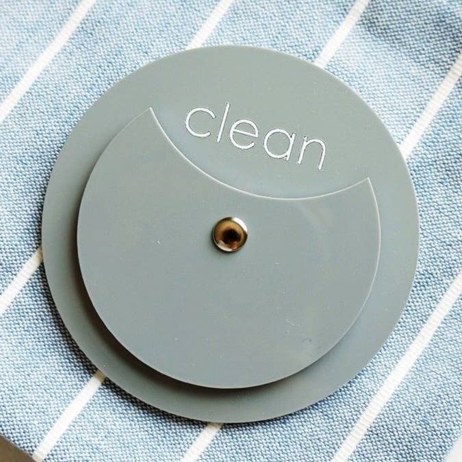 Gray Acrylic Circle Clean Dirty Dishwasher Magnet for wholesale by Modern Magnet