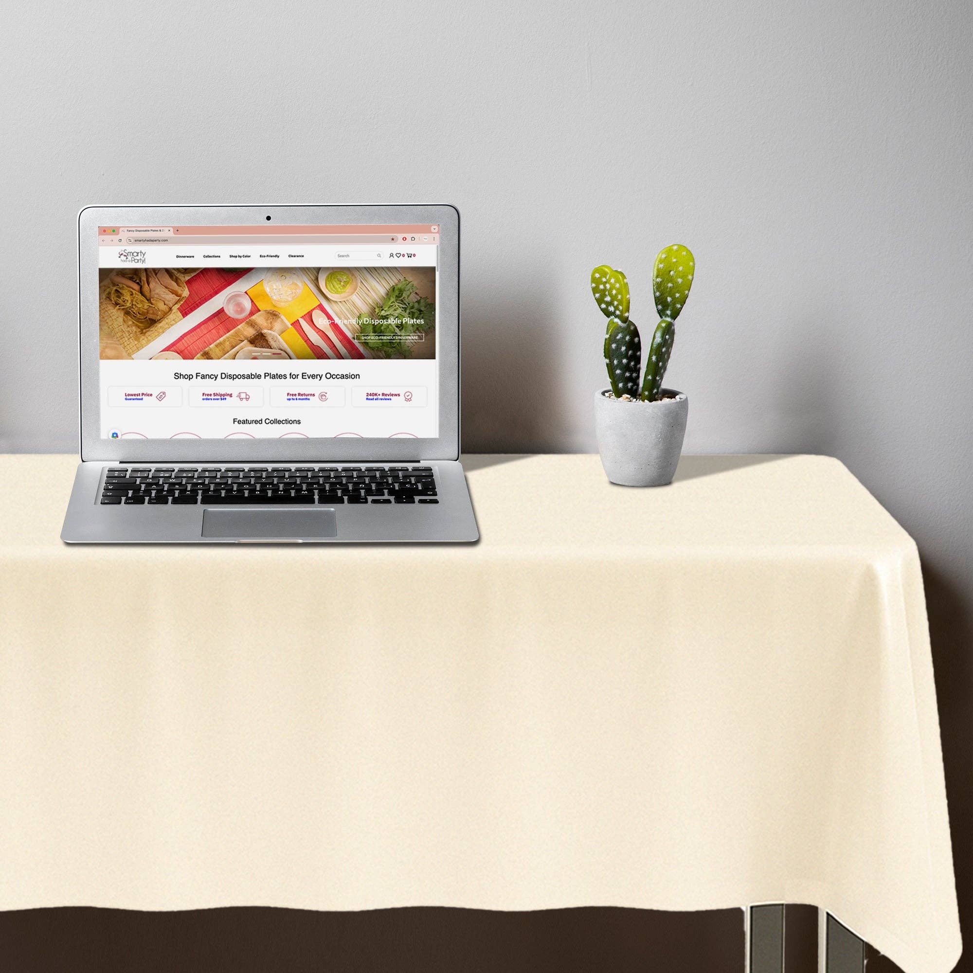 Smarty had a Party - Wholesale Tablecloth - 54" x 108" Ivory Plastic Tablecloths - 96 pcs6