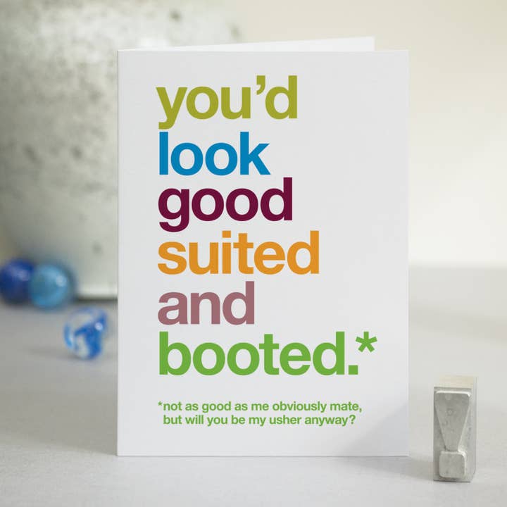 Tarjeta divertida Will you be my usher para venta al por mayor de Wordplay Design