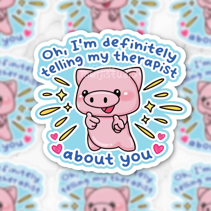 Autocollant vinyle "Telling My Therapist Piggy", cadeau pour la santé mentale pour la vente par Muijistudio