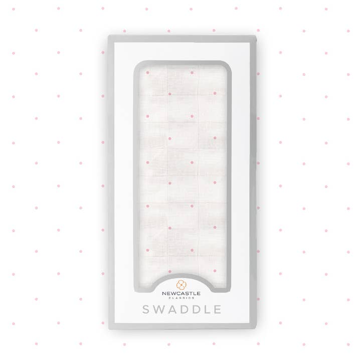 Pink Polka Dot Bamboo Muslin Swaddle for wholesale by Newcastle Classics