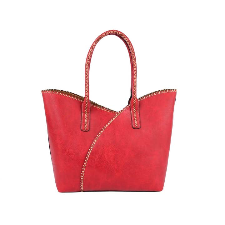 MiMi Wholesale - Wholesale Tote Bag - Women's - COL001-2 2-in-1 Stitch Trim Detail Shoulder/Tote Set Bag13