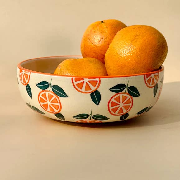 Grand bol en céramique orange pour la vente par Artisaga