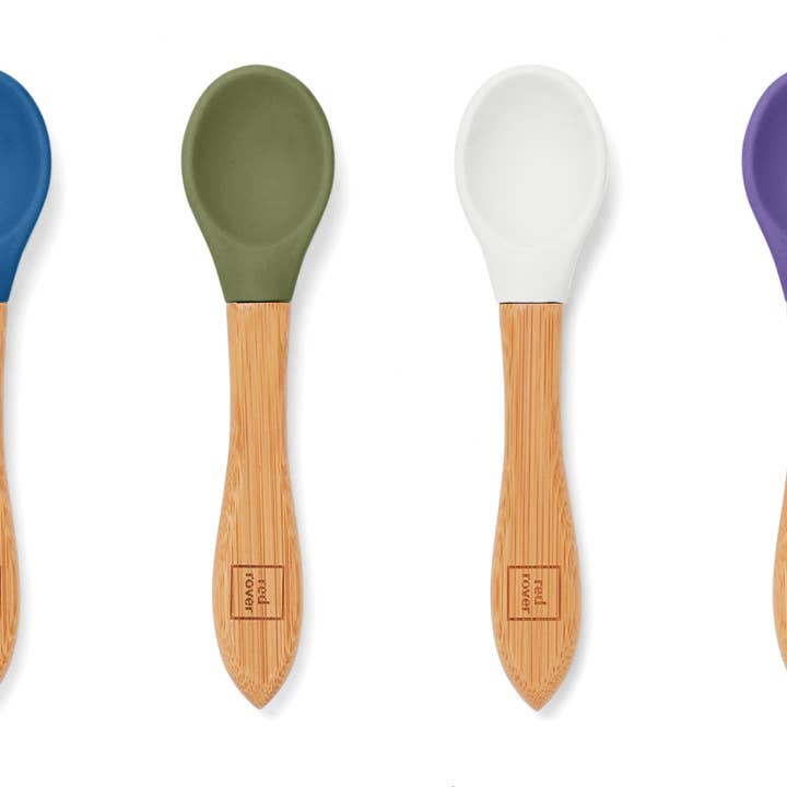 Red Rover Kids Silicone Spoons, Set of 4, 5.6"x 1.3"x 0.4" for wholesale by Fox Run Brands