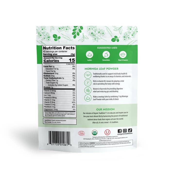 Organic Traditions - Wholesale Protein/Superfood Powder - Moringa Leaf Powder
