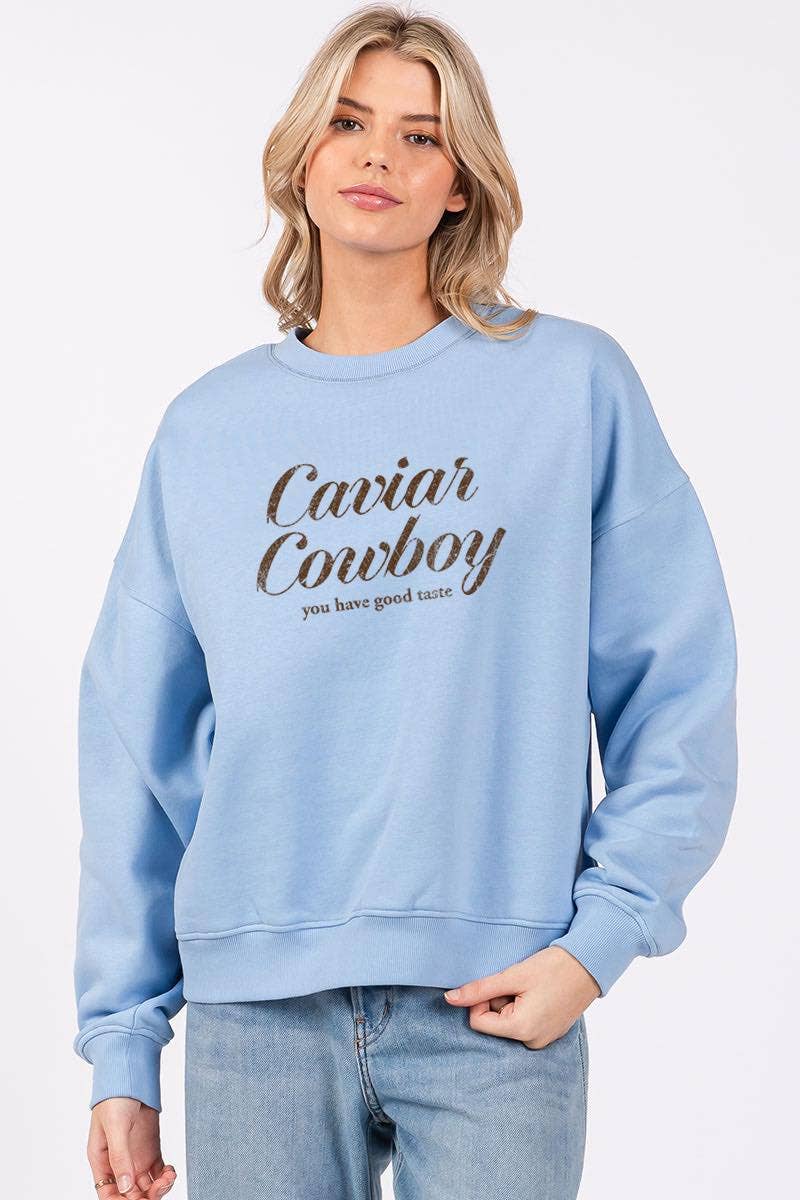 Zutter - Wholesale Graphic Sweatshirt - Women's - Caviar Cowboy Vintage Graphic L/S Relaxed Fleece Sweatshirts6